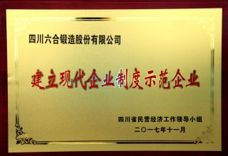 2018年建立現(xiàn)代企業(yè)制度示范企業(yè)證書